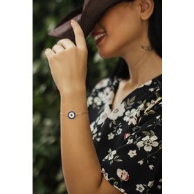 Papatya Silver 925 Ayar Çift Zincirli Gümüş Nazar Bileklik