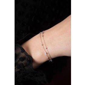 Papatya Silver 925 Ayar Çift Zincirli Nazar Göz Gümüş Bileklik