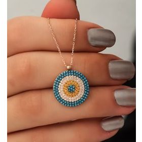 Papatya Silver 925 Ayar Firuze Taşlı Gümüş Nazar Kolye