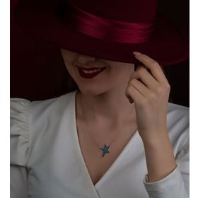 Papatya Silver 925 Ayar Firuze Taşlı Rose Altın Kaplama Yıldız Gümüş Kolye