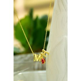 Papatya Silver 925 Ayar Gold Kaplama 3D Boyutlu İki Harf Uğur Böceği Kadın Gümüş Kolye