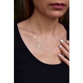 Papatya Silver 925 Ayar Gold Kaplama Asimetrik J ve D Harf Kadın Gümüş Kolye