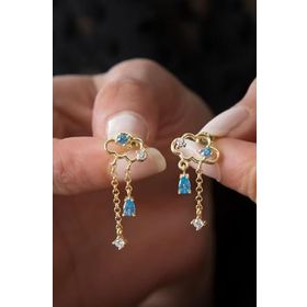 Papatya Silver 925 Ayar Gold Kaplama Bulut Model Gümüş Küpe
