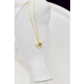 Papatya Silver 925 Ayar Gold Kaplama Doğum Taşlı Montür Yıldız Kadın Gümüş Kolye