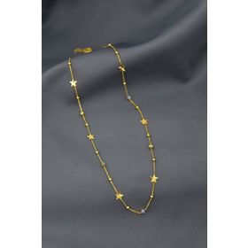 Papatya Silver 925 Ayar Gold Kaplama Firuze Mineli Göz Top Zincirli Kalemli Yıldız Gümüş Kolye