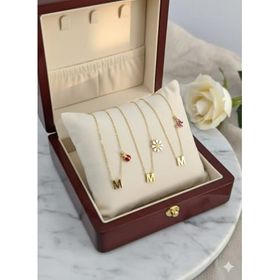 Papatya Silver 925 Ayar Gold Kaplama Harf Minimal Fuşya Zirkon Taşlı Kelebek Kadın Gümüş Kolye