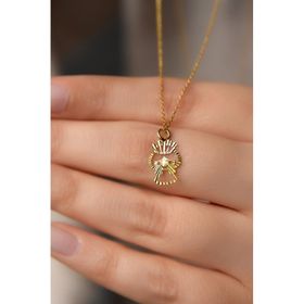 Papatya Silver 925 Ayar Gold Kaplama Kesim Kalemli Prenses Kadın Gümüş Kolye