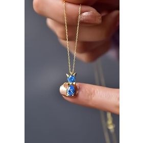 Papatya Silver 925 Ayar Gold Kaplama Mart Ayı Doğum Taşlı Kedi Kadın Gümüş Kolye