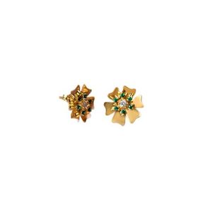 Papatya Silver 925 Ayar Gold Kaplama Mayıs Ayı Doğum Taşı Tohumlu Linum Çiçeği Gümüş Küpe