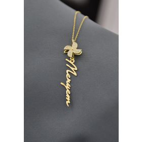 Papatya Silver 925 Ayar Gold Kaplama Meryem Yazılı Rüzgar Gülü Kadın Gümüş Kolye