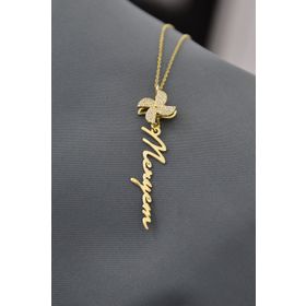 Papatya Silver 925 Ayar Gold Kaplama Meryem Yazılı Rüzgar Gülü Kadın Gümüş Kolye
