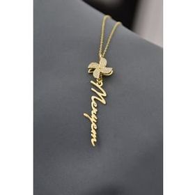 Papatya Silver 925 Ayar Gold Kaplama Meryem Yazılı Rüzgar Gülü Kadın Gümüş Kolye