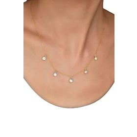 Papatya Silver 925 Ayar Gold Kaplama Mineli Gözlü Yuvarlak Zirkon Taşlı Sallantılı Kadın Gümüş Kolye