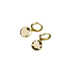 Papatya Silver 925 Ayar Gold Kaplama Mineli Lotus Çiçeği Halka Gümüş Küpe