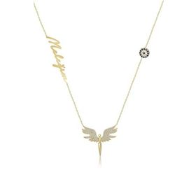 Papatya Silver 925 Ayar Gold Kaplama Nazar Boncuklu Mikail Meleği İsimli Gümüş Kolye