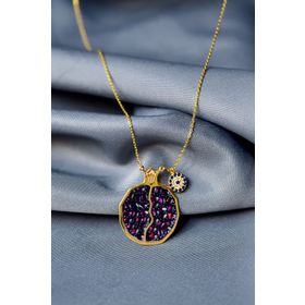 Papatya Silver 925 Ayar Gold Kaplama Nazar Boncuklu Mineli Bolluk ve Bereket Tılsımı Nar Taneli Gümüş Kolye