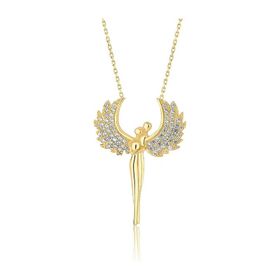 Papatya Silver 925 Ayar Gold Kaplama Sevgili Melek Kadın Gümüş Kolye