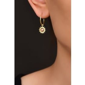 Papatya Silver 925 Ayar Gold Kaplama Sim Toplu Güneş Halka Gümüş Küpe
