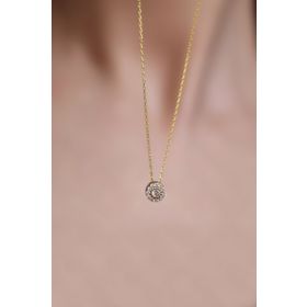 Papatya Silver 925 Ayar Gold Kaplama Tek Taş Gümüş Kolye