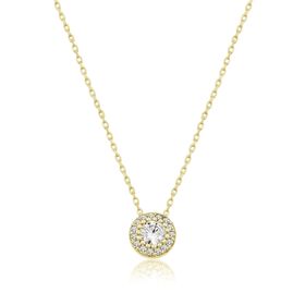 Papatya Silver 925 Ayar Gold Kaplama Tek Taş Gümüş Kolye