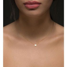 Papatya Silver 925 Ayar Gold Kaplama Üç Boyutlu M Harf Gümüş Kolye
