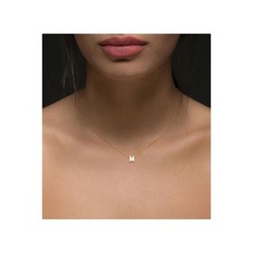 Papatya Silver 925 Ayar Gold Kaplama Üç Boyutlu M Harf Gümüş Kolye