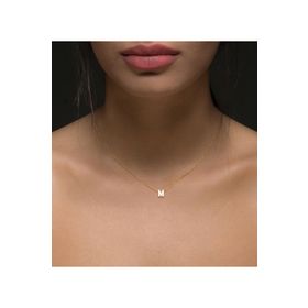 Papatya Silver 925 Ayar Gold Kaplama Üç Boyutlu M Harf Gümüş Kolye