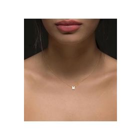 Papatya Silver 925 Ayar Gold Kaplama Üç Boyutlu M Harf Gümüş Kolye