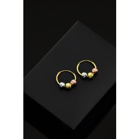 Papatya Silver 925 Ayar Gold Kaplama Üç Renk Dorika Toplu Halka Gümüş Küpe