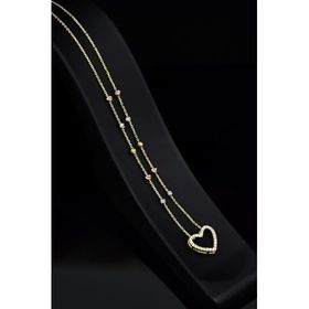 Papatya Silver 925 Ayar Gold Kaplama Üç Renk Dorika Toplu Kalp Montür Kadın Gümüş Kolye