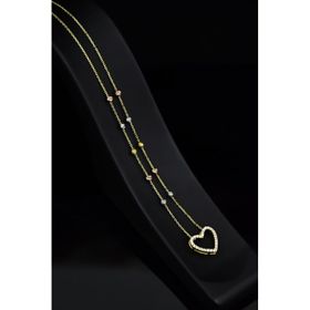 Papatya Silver 925 Ayar Gold Kaplama Üç Renk Dorika Toplu Kalp Montür Kadın Gümüş Kolye