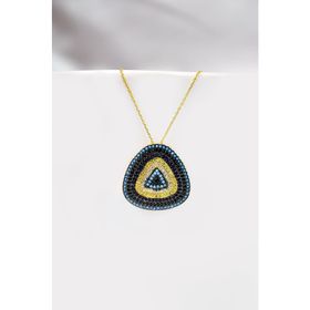 Papatya Silver 925 Ayar Gold Kaplama Üçgen Nazar Kadın Gümüş Kolye
