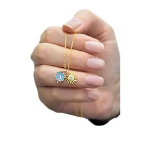 Papatya Silver 925 Ayar Gold Kaplama Yonca Mineli A Harfli Güneş Kadın Gümüş Kolye
