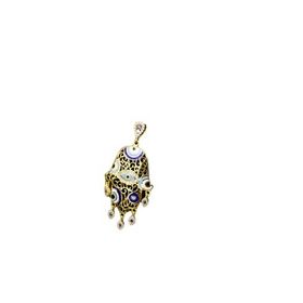 Papatya Silver 925 Ayar Gold Kaplama Zirkon Mor Taşlı Nazar Gözlü Mineli Fatma Eli Gümüş Kolye