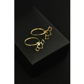 Papatya Silver 925 Ayar Gold Kaplama Zirkon Taşlı Kalp Kanat Halka Gümüş Küpe