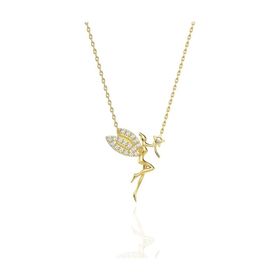 Papatya Silver 925 Ayar Gold Kaplama Zirkon Taşlı Su Perisi Kadın Gümüş Kolye