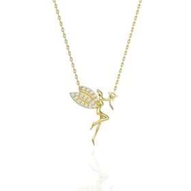 Papatya Silver 925 Ayar Gold Kaplama Zirkon Taşlı Su Perisi Kadın Gümüş Kolye