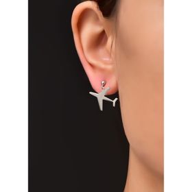 Papatya Silver 925 Ayar Gümüş Aeroplane, Fly Uçak Çivili Küpe