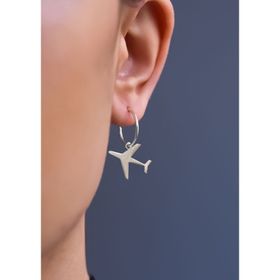 Papatya Silver 925 Ayar Gümüş Aeroplane, Fly Uçak Halka Küpe
