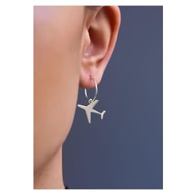 Papatya Silver 925 Ayar Gümüş Aeroplane, Fly Uçak Halka Küpe