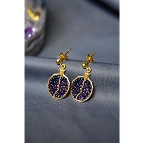 Papatya Silver 925 Ayar Gümüş Altın Kaplama Bereket Tılsımı Nar Tanesi Çivili Küpe