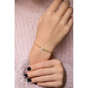 Papatya Silver 925 Ayar Gümüş Altın Kaplama Dorika Toplu Tektaş Bileklik