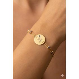 Papatya Silver 925 Ayar Gümüş Altın Kaplama Firuze Nazar Mineli Plaka İsim Bileklik