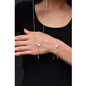 Papatya Silver 925 Ayar Gümüş Altın Kaplama Kardelen Çiçeği Kolye Bileklik Set