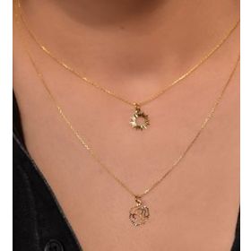 Papatya Silver 925 Ayar Gümüş Altın Kaplama Kristal Kesim Gül ve Güneş Asansörlü Kolye