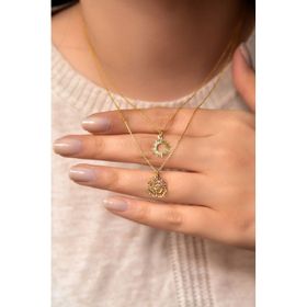 Papatya Silver 925 Ayar Gümüş Altın Kaplama Kristal Kesim Gül ve Güneş Asansörlü Kolye