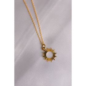 Papatya Silver 925 Ayar Gümüş Altın Kaplama Kristal Kesim Güneş Kadın Kolye