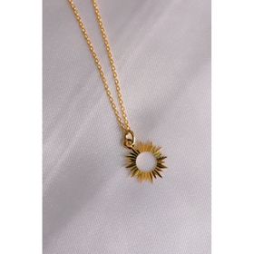 Papatya Silver 925 Ayar Gümüş Altın Kaplama Kristal Kesim Güneş Kadın Kolye