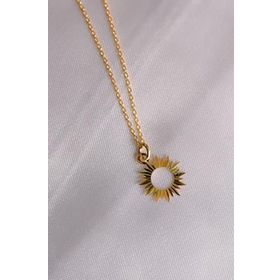 Papatya Silver 925 Ayar Gümüş Altın Kaplama Kristal Kesim Güneş Kadın Kolye