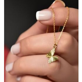Papatya Silver 925 Ayar Gümüş Altın Kaplama Kristal Kesim Kelebek Kadın Kolye